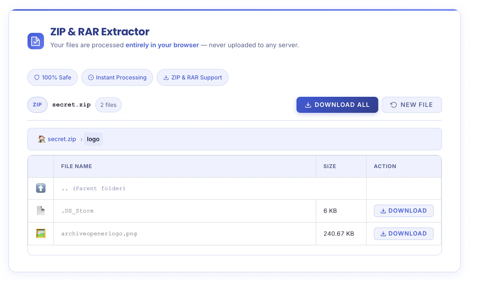 Client Side RAR & ZIP Opener screenshot 2