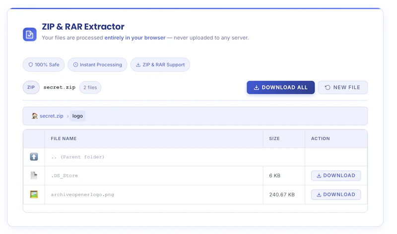 Client Side RAR & ZIP Opener screenshot 2