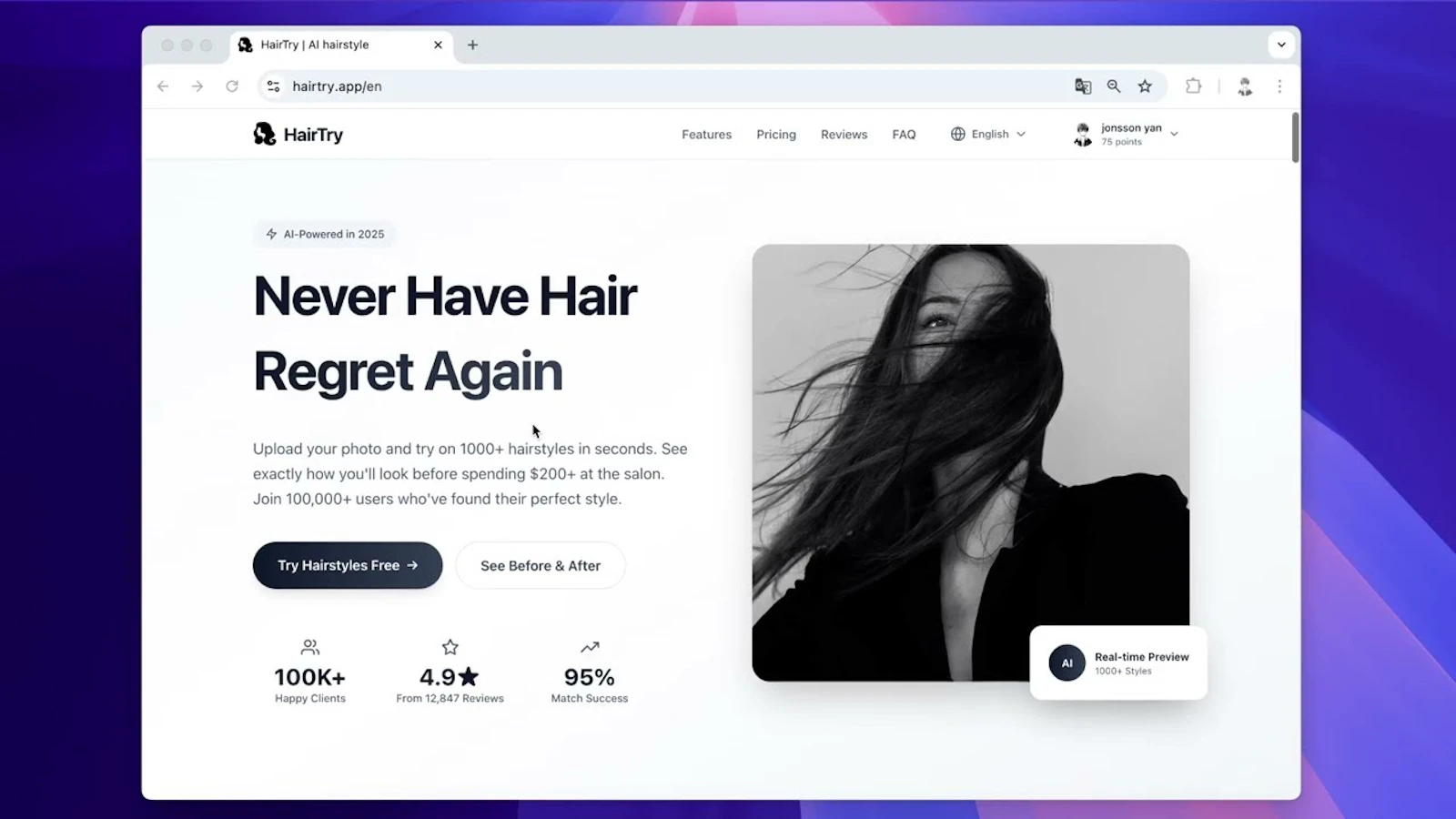 HairTry screenshot 1 (video preview)