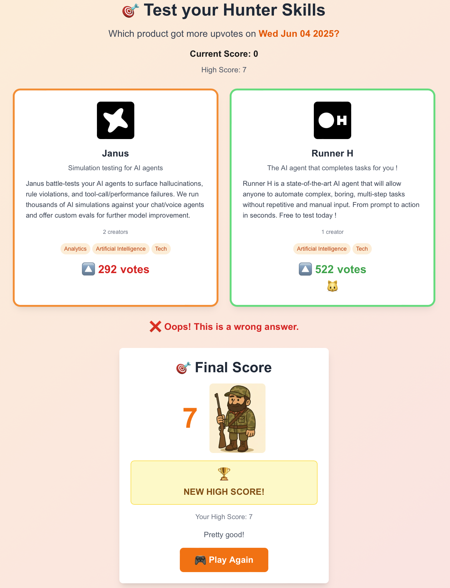 Média Testez vos compétences "Hunter" - Jeu simple où vous devinez quel produit de pH a obtenu plus de votes. 3