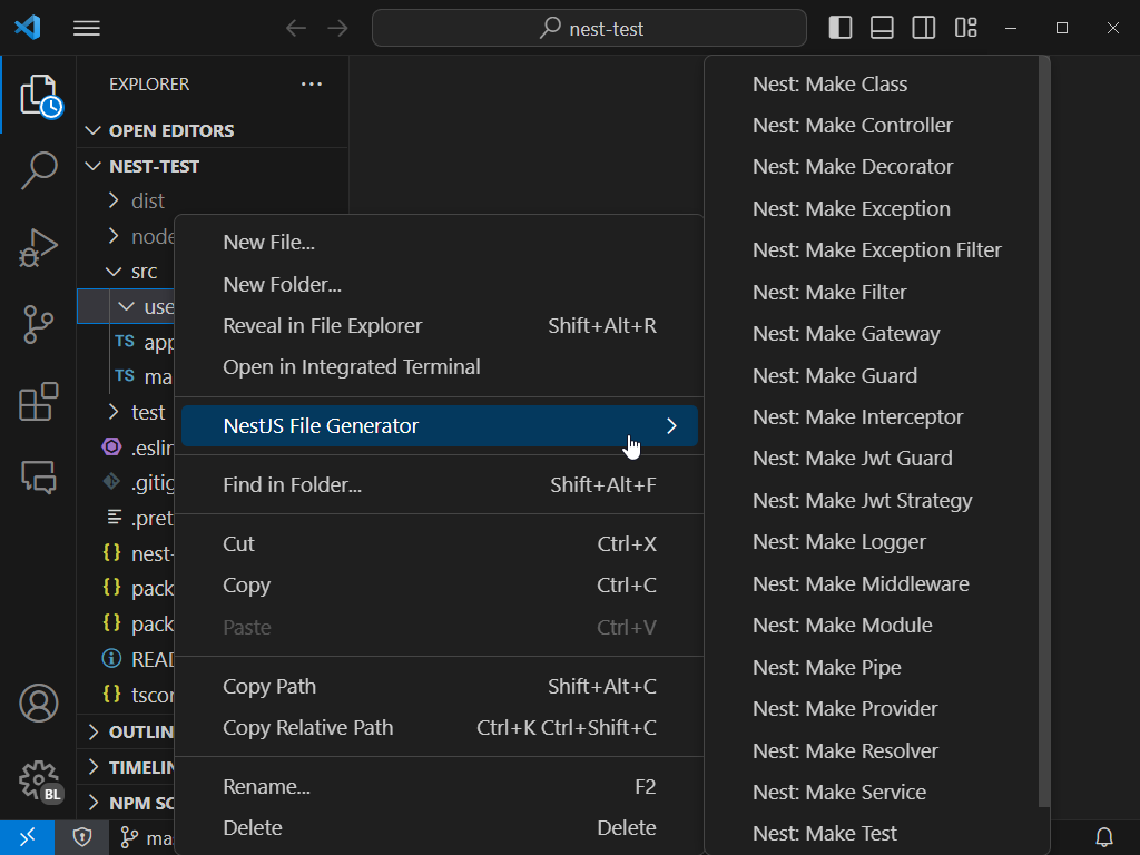 vscode用のNestjsファイルジェネレーターメディア1