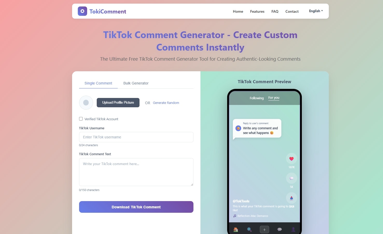 TikTok Comment Generator gallery image
