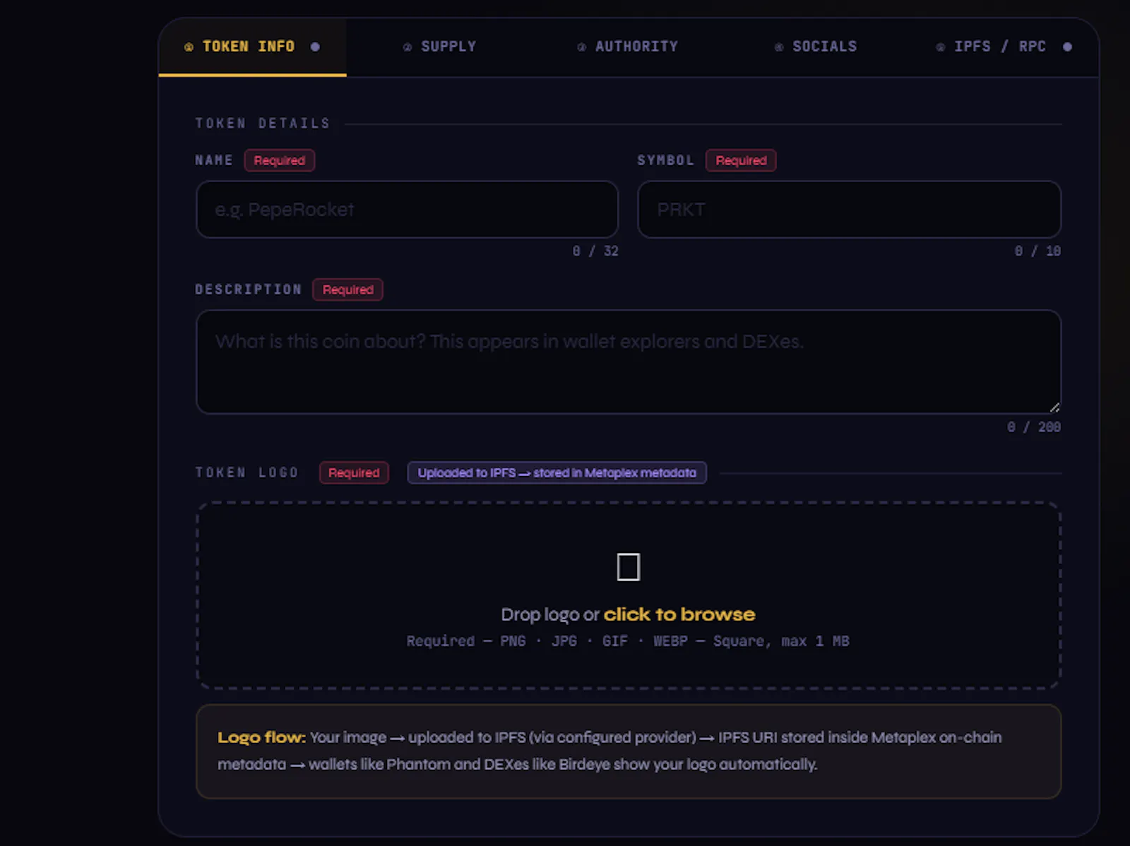 RK Mint — Solana Meme Coin Launcher screenshot 3