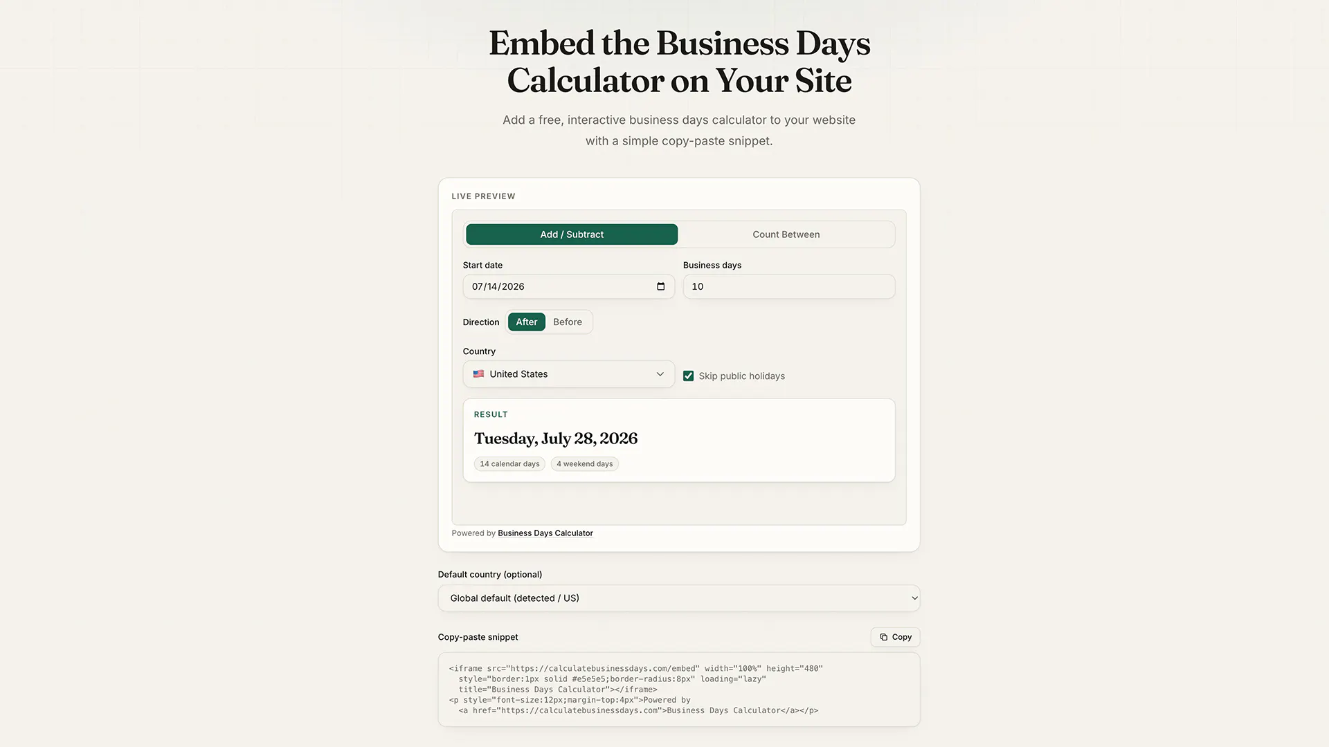 Business Days Calculator gallery image