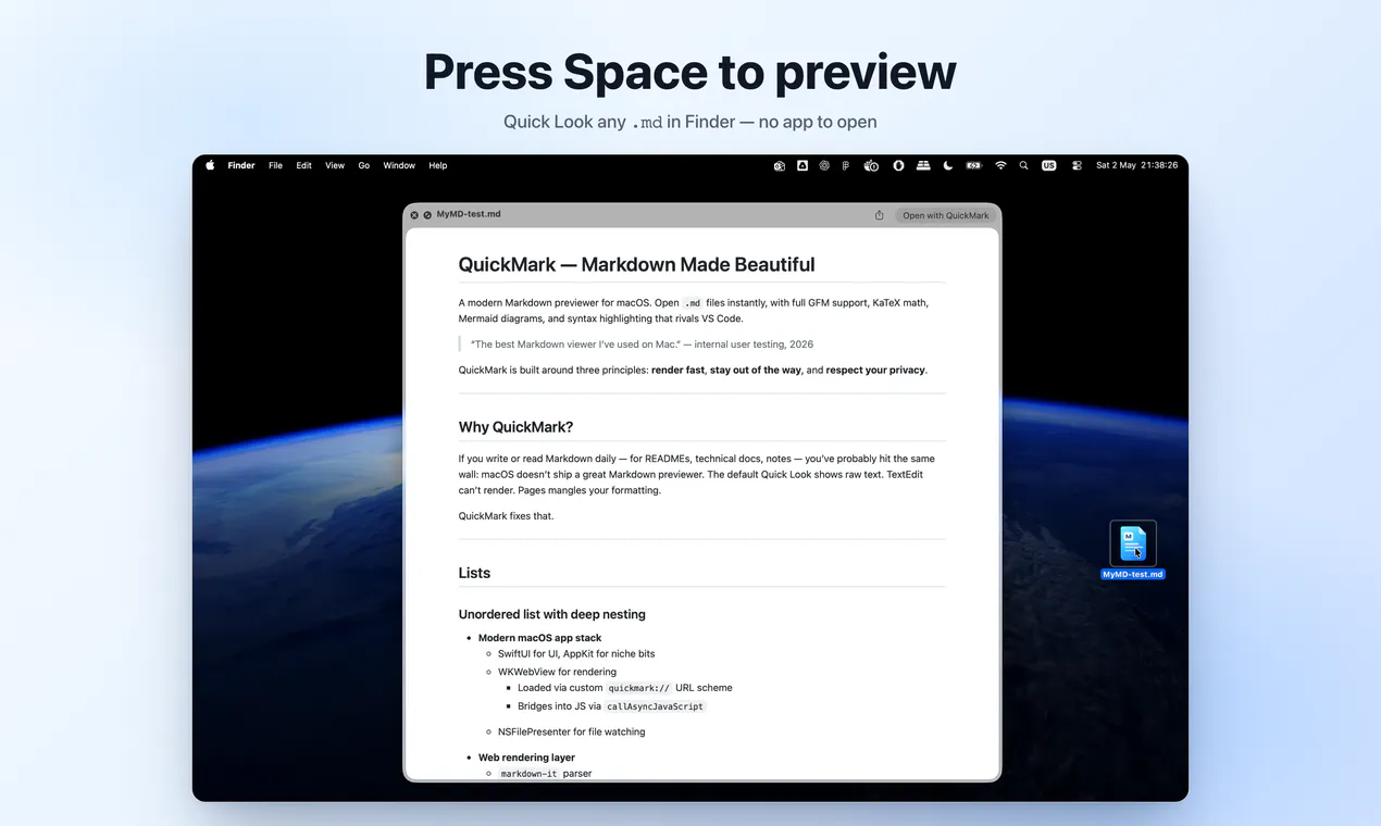 QuickMark screenshot