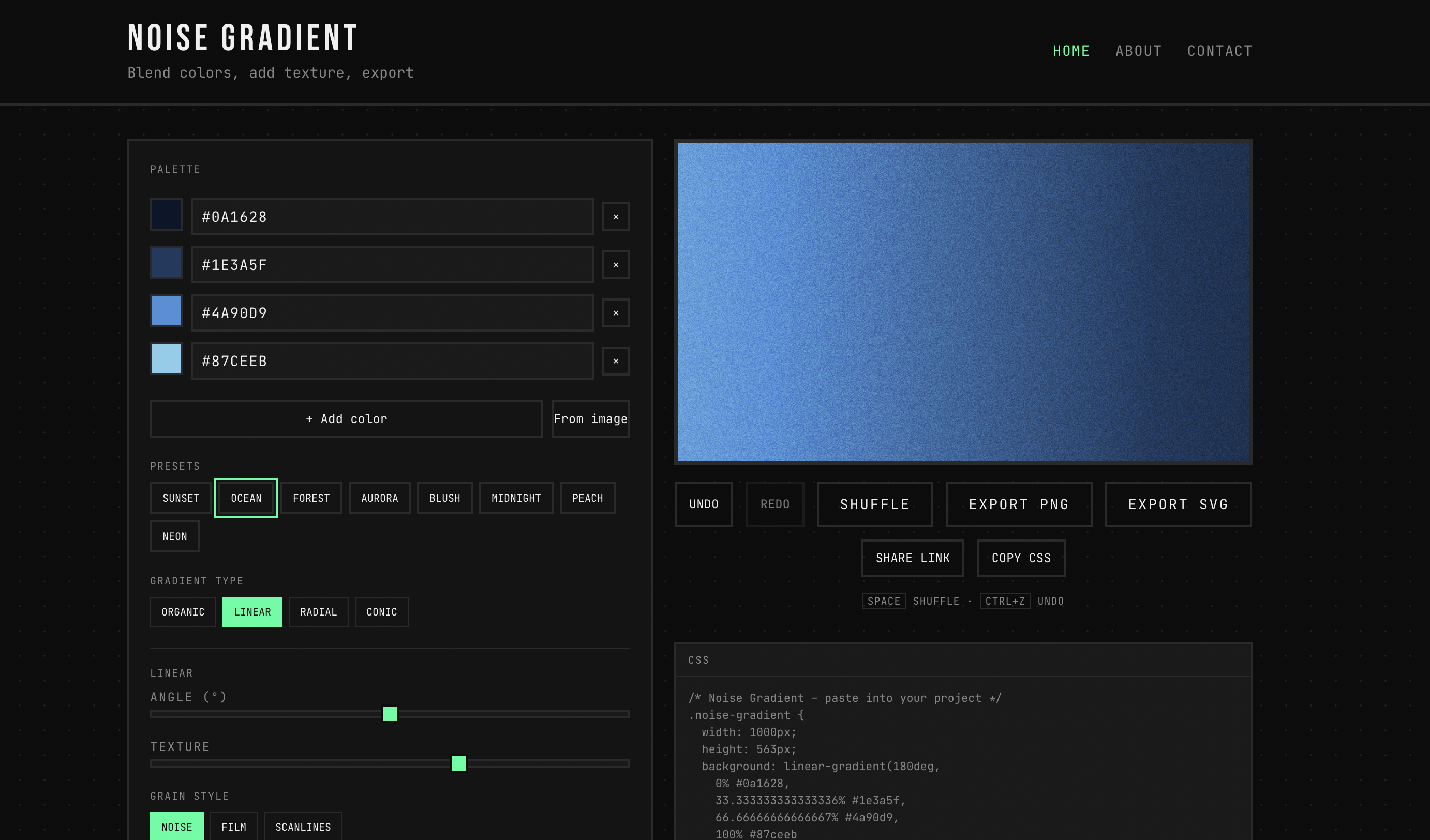 NoiseGradient.com - Screenshot 4 showing product features and functionality
