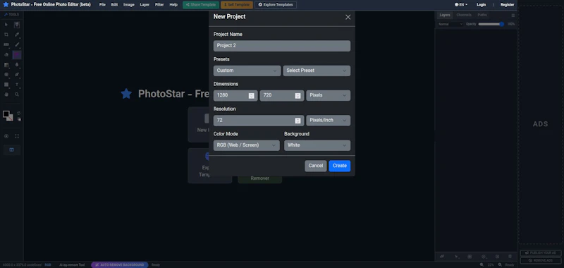 PhotoStar - Free Online Photo Editor screenshot 3