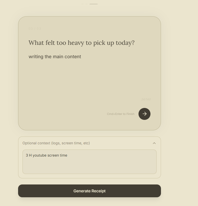 Distraction Receipt - Screenshot 4 showing product features and functionality
