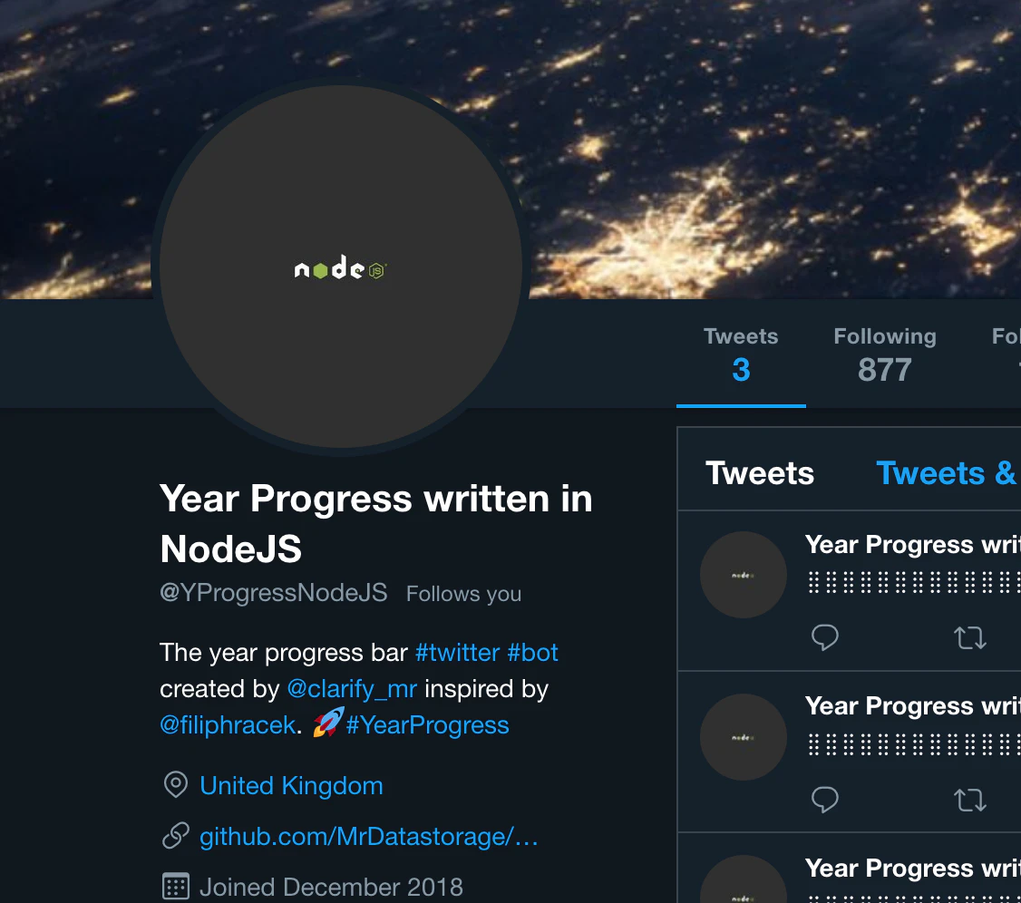 Year Progress written in NodeJS
