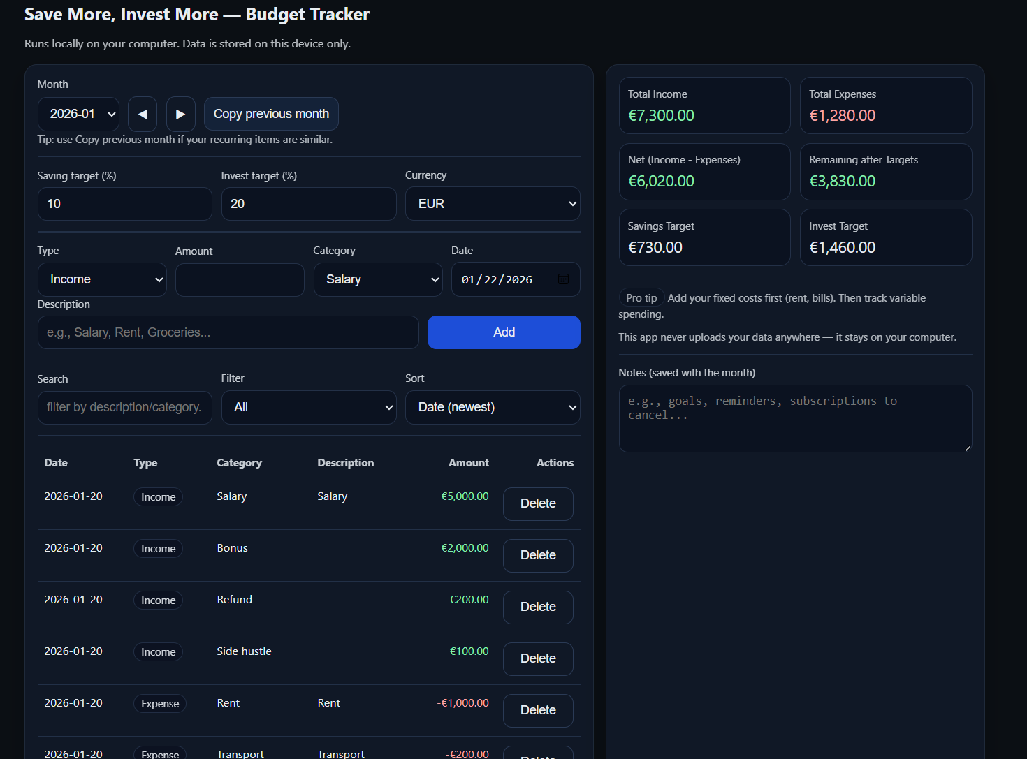 Offline Budget Tracker (Windows) gallery image