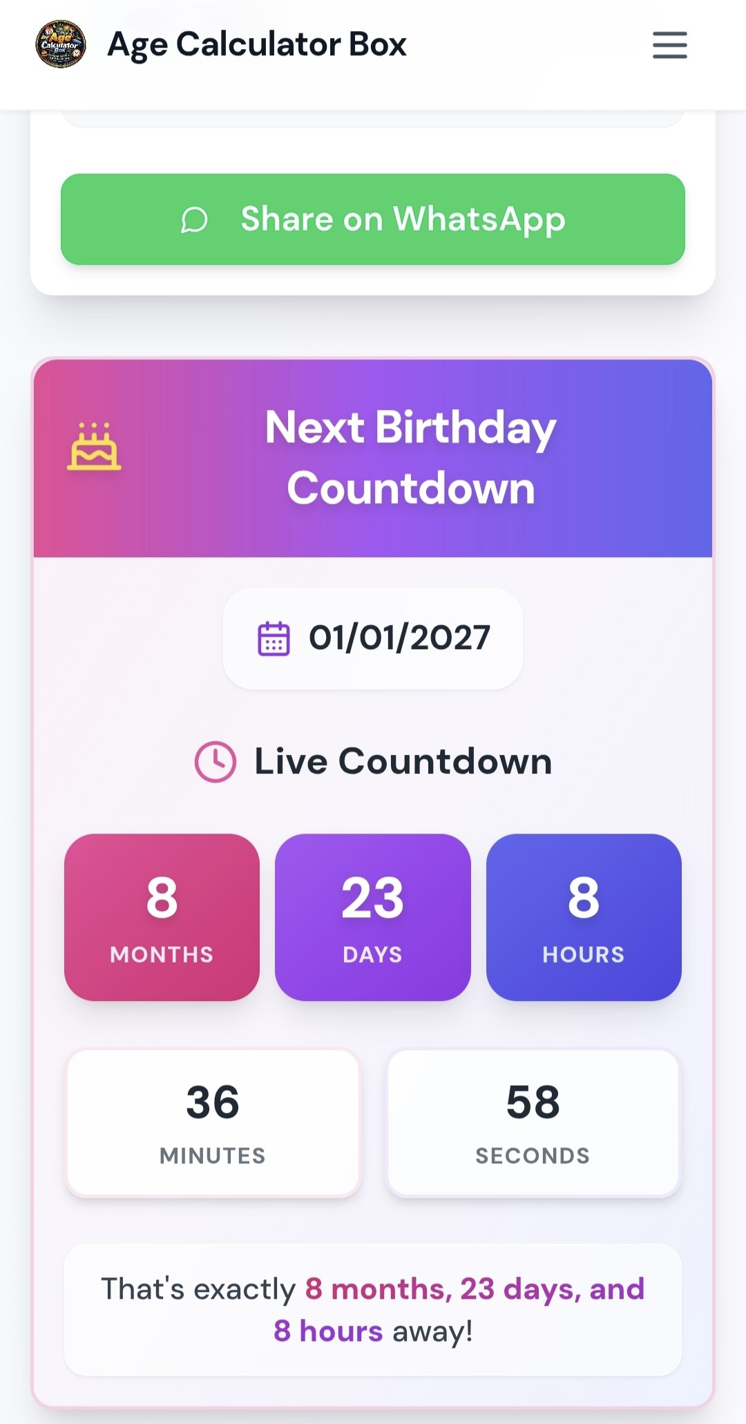 Age Calculator Box  gallery image