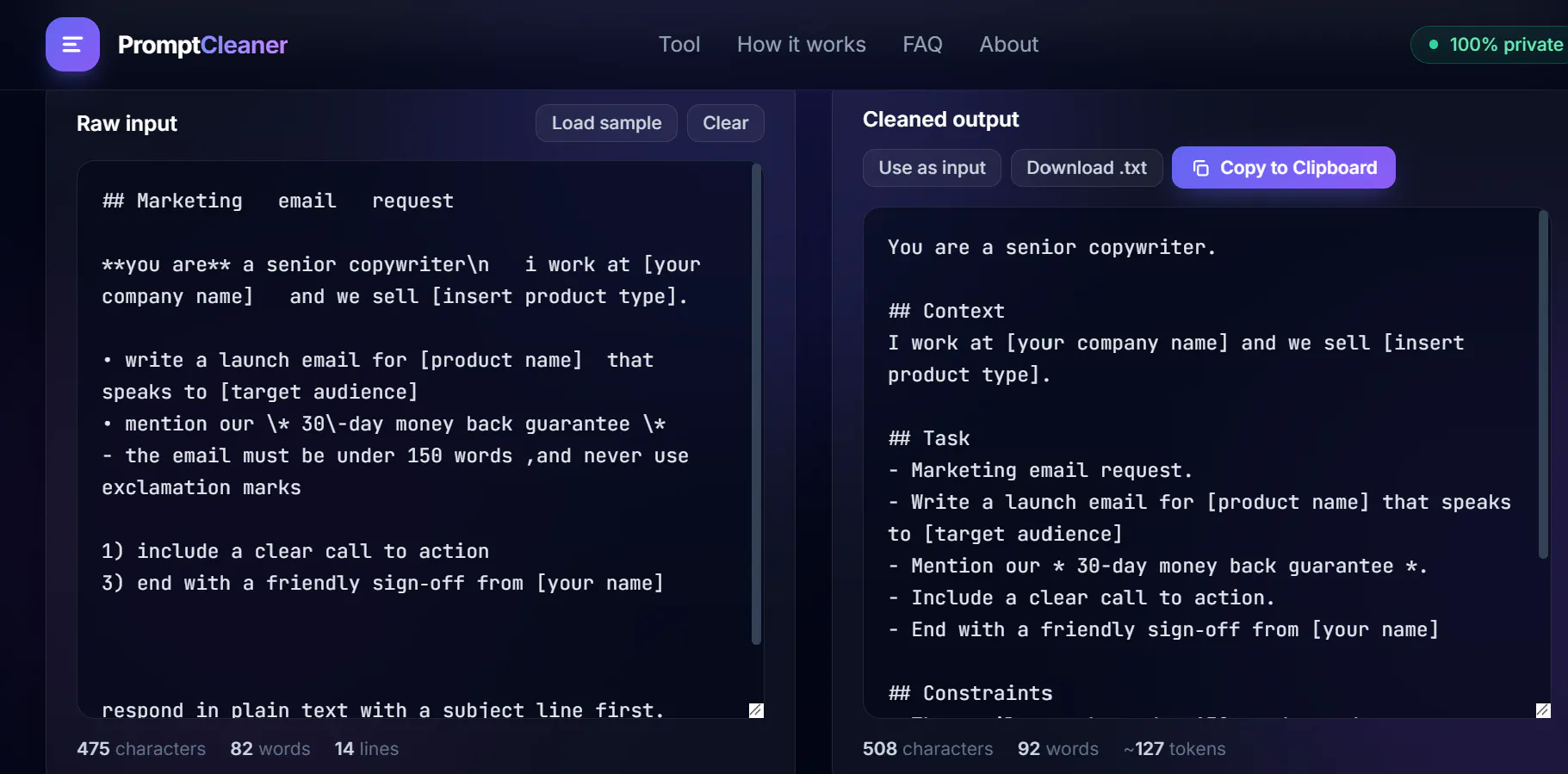 AI Prompt Cleaner & Formatter gallery image
