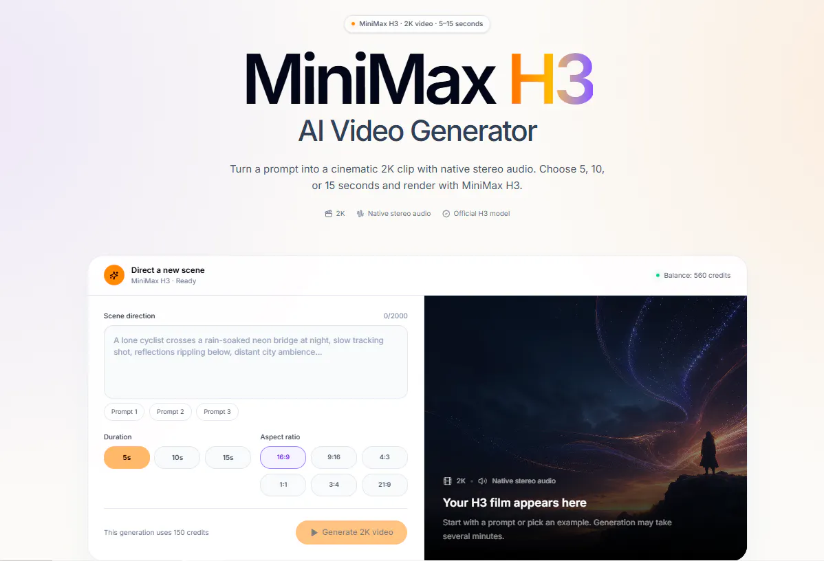 MiniMax H3 Video gallery image