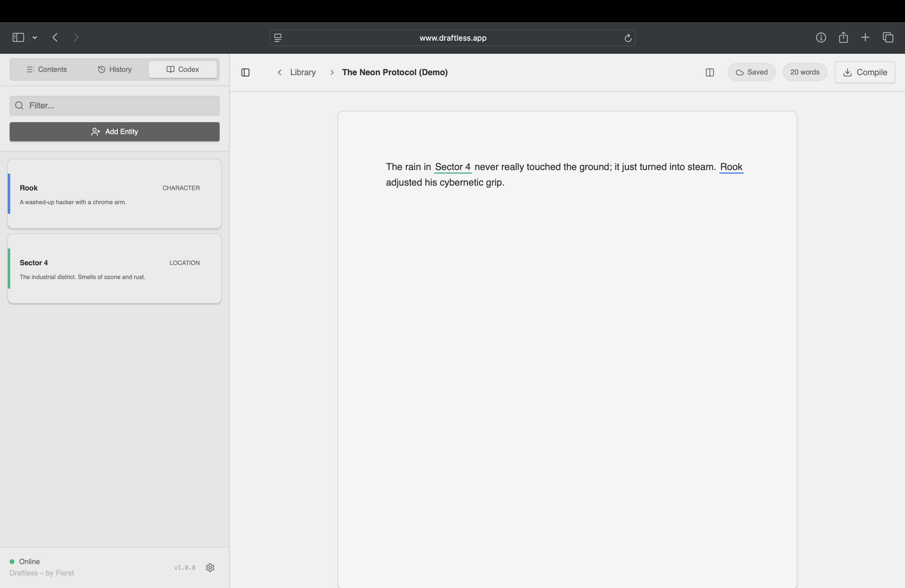 Draftless - Screenshot 4 showing product features and functionality