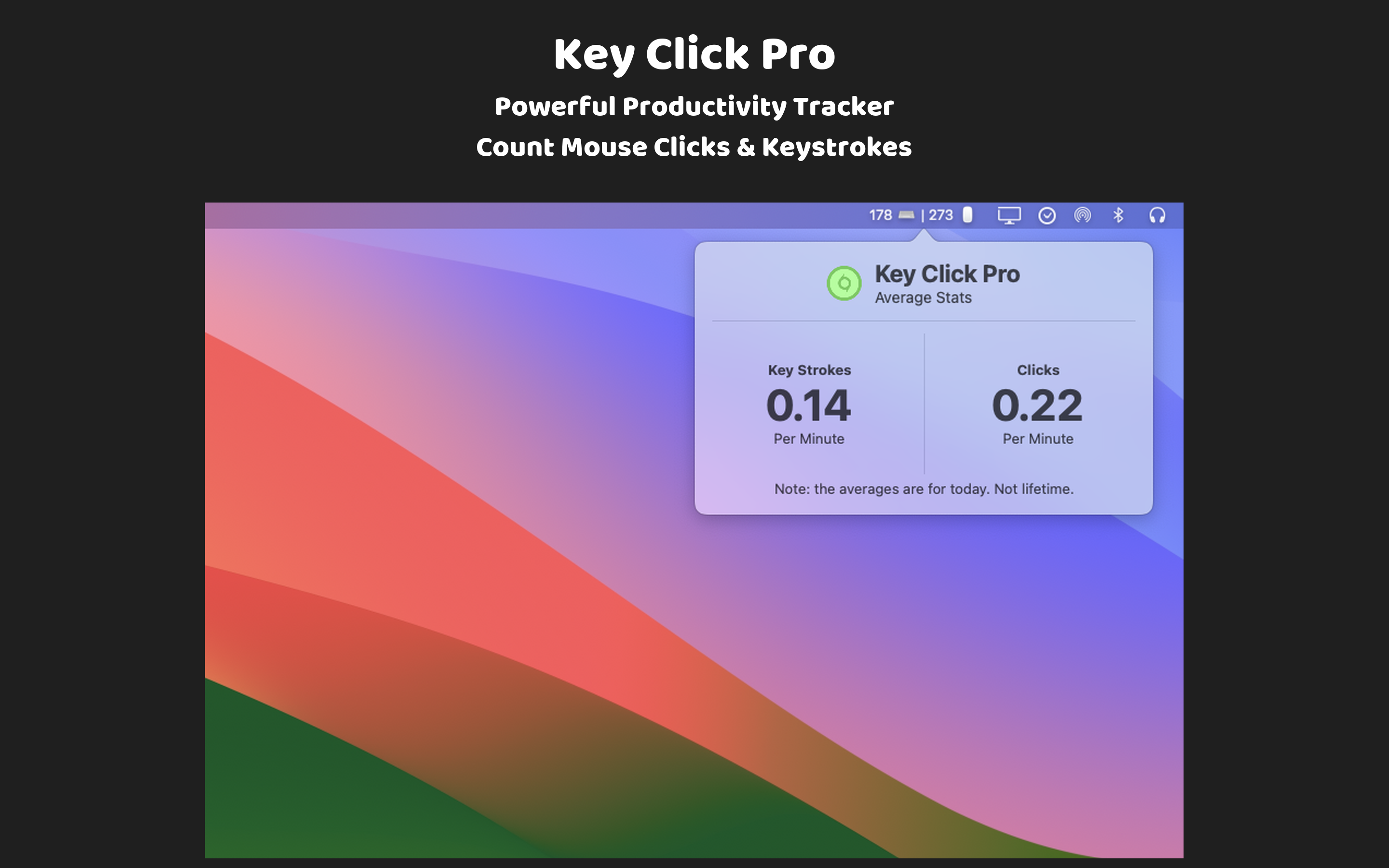 키 클릭 프로 - MacOS 상태 표시 줄에서 마우스 클릭 및 키 스트로크 추적 미디어 2
