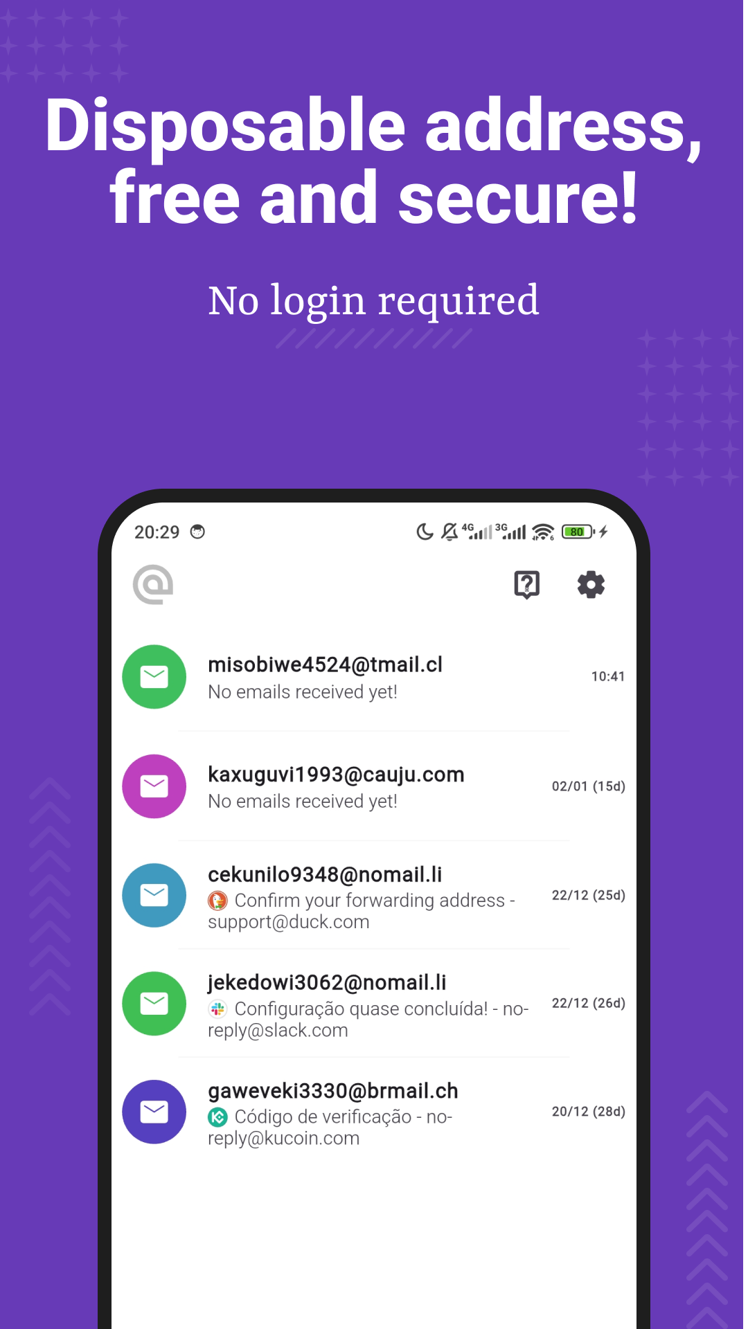 FakeMail - Temp Mail App - Main product screenshot demonstrating key features and user interface