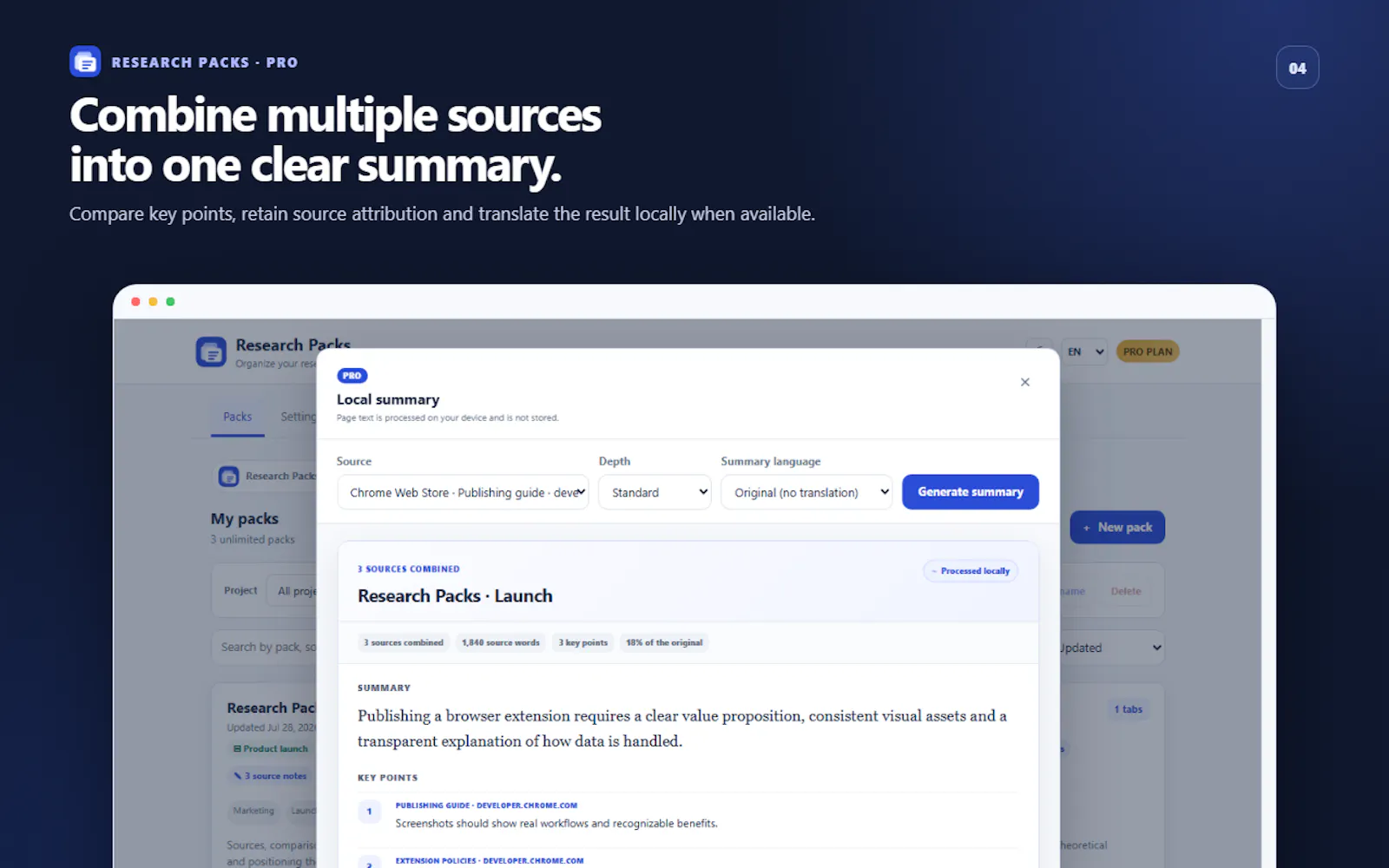 first Chrome tools - Research Packs screenshot 5