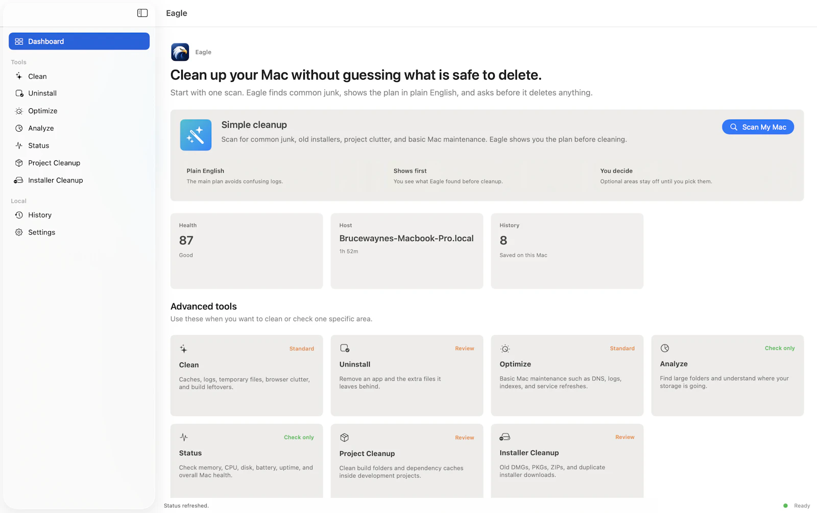 Eagle · Clean up your Mac safely screenshot 2