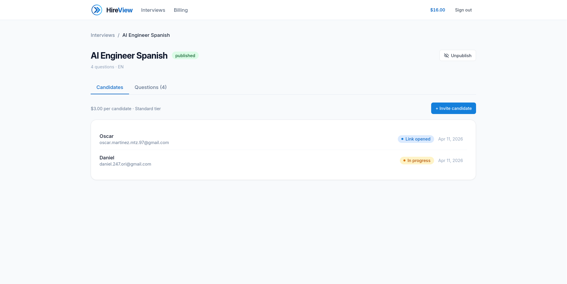 Hireview.io Launch gallery image