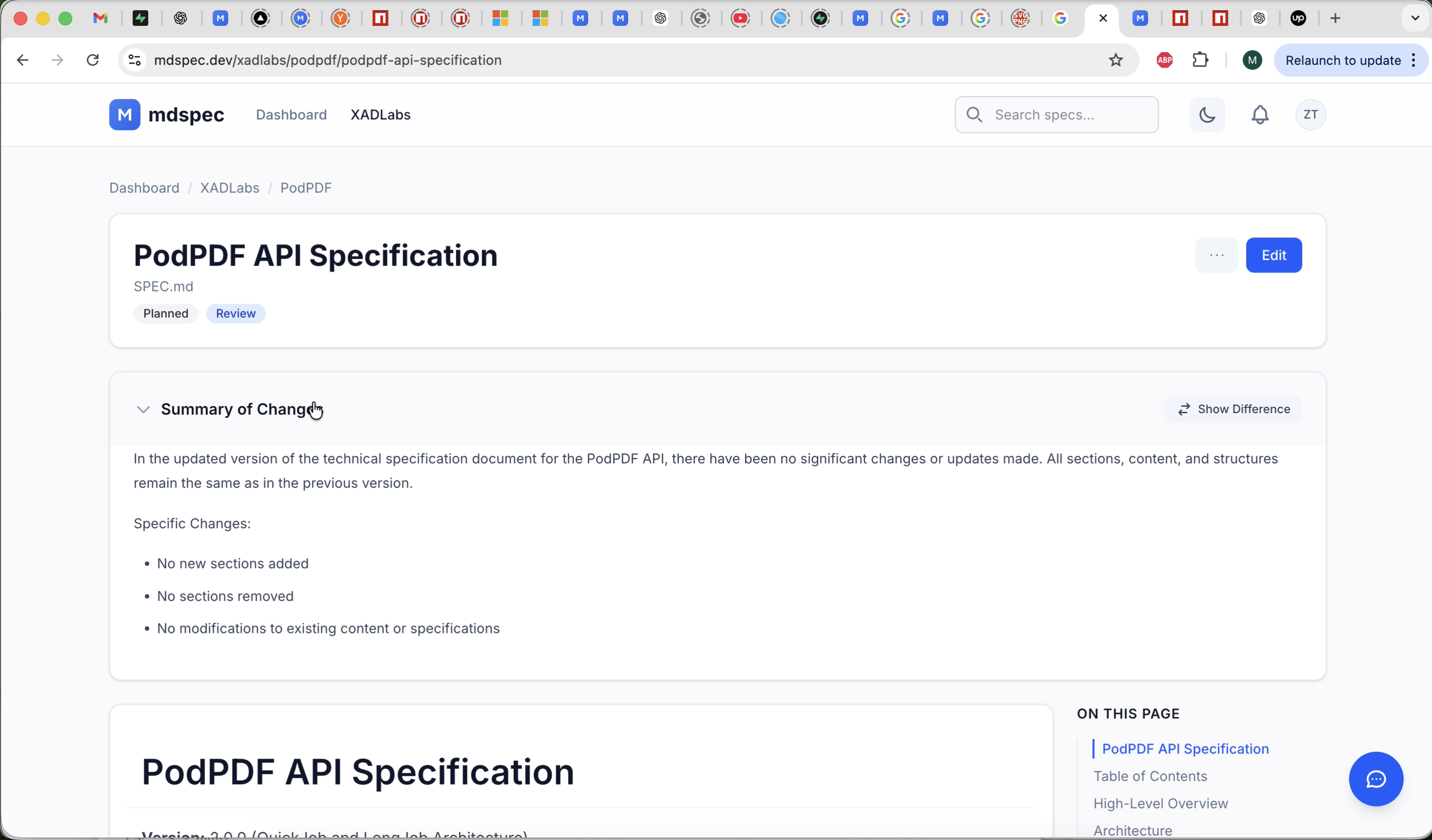 mdspec.dev - Screenshot 3 showing product features and functionality