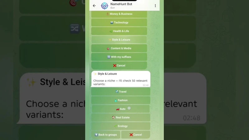 Telegram namehunt_bot screenshot 1 (video preview)