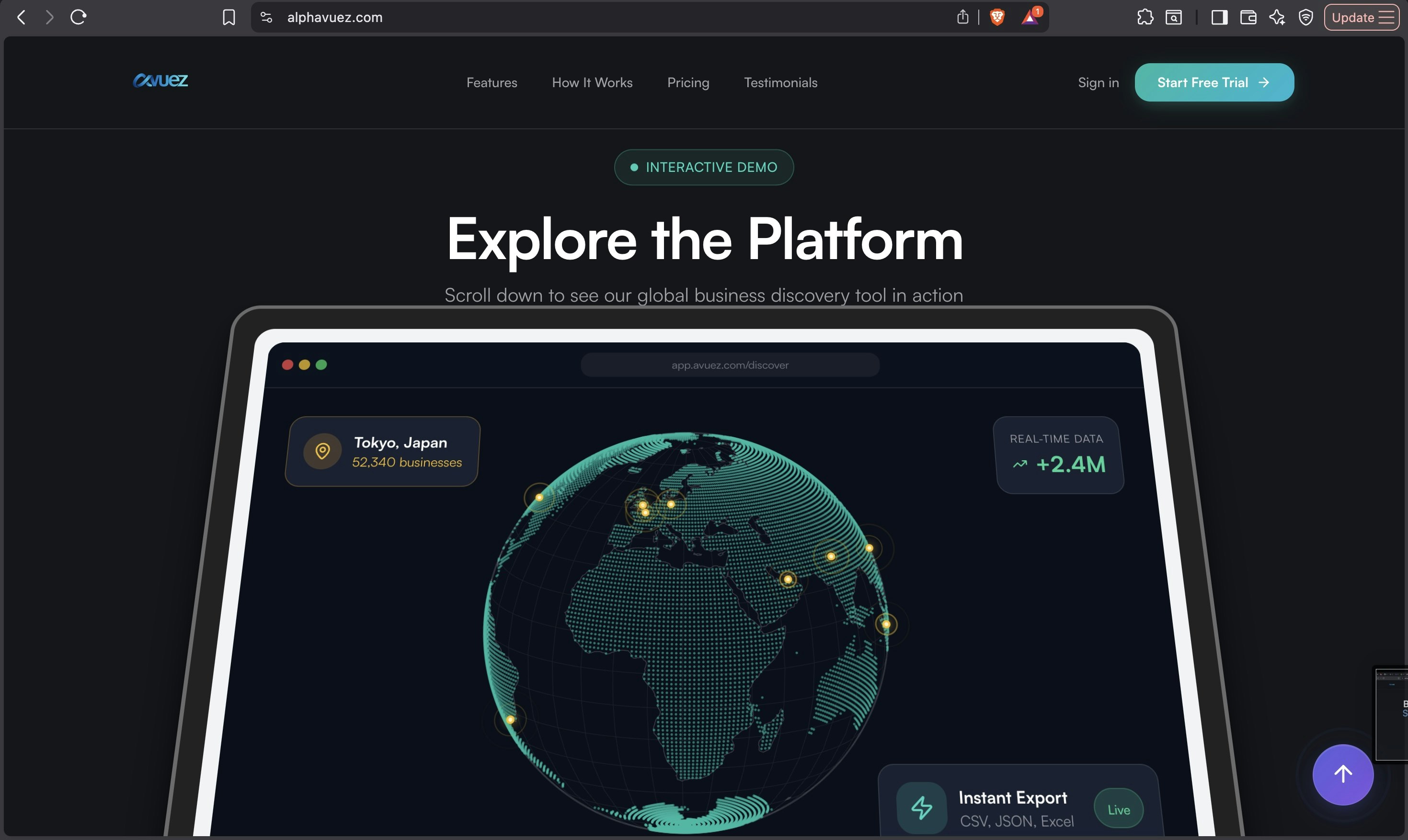 Alphavuez - Main product screenshot demonstrating key features and user interface