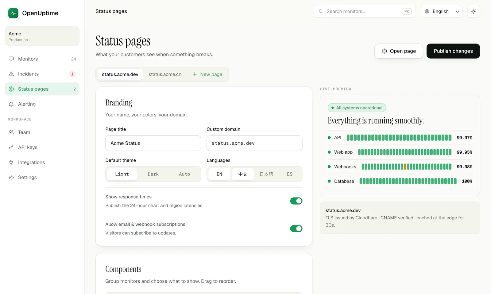 OpenUptime screenshot 5