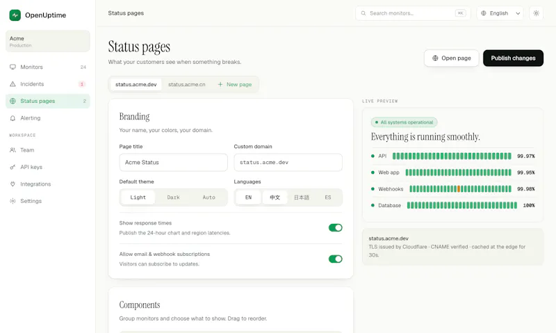 OpenUptime screenshot 5
