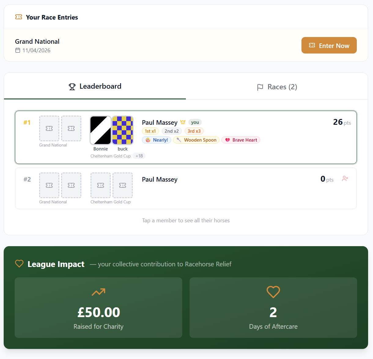 The Charity Flutter - Main product screenshot demonstrating key features and user interface