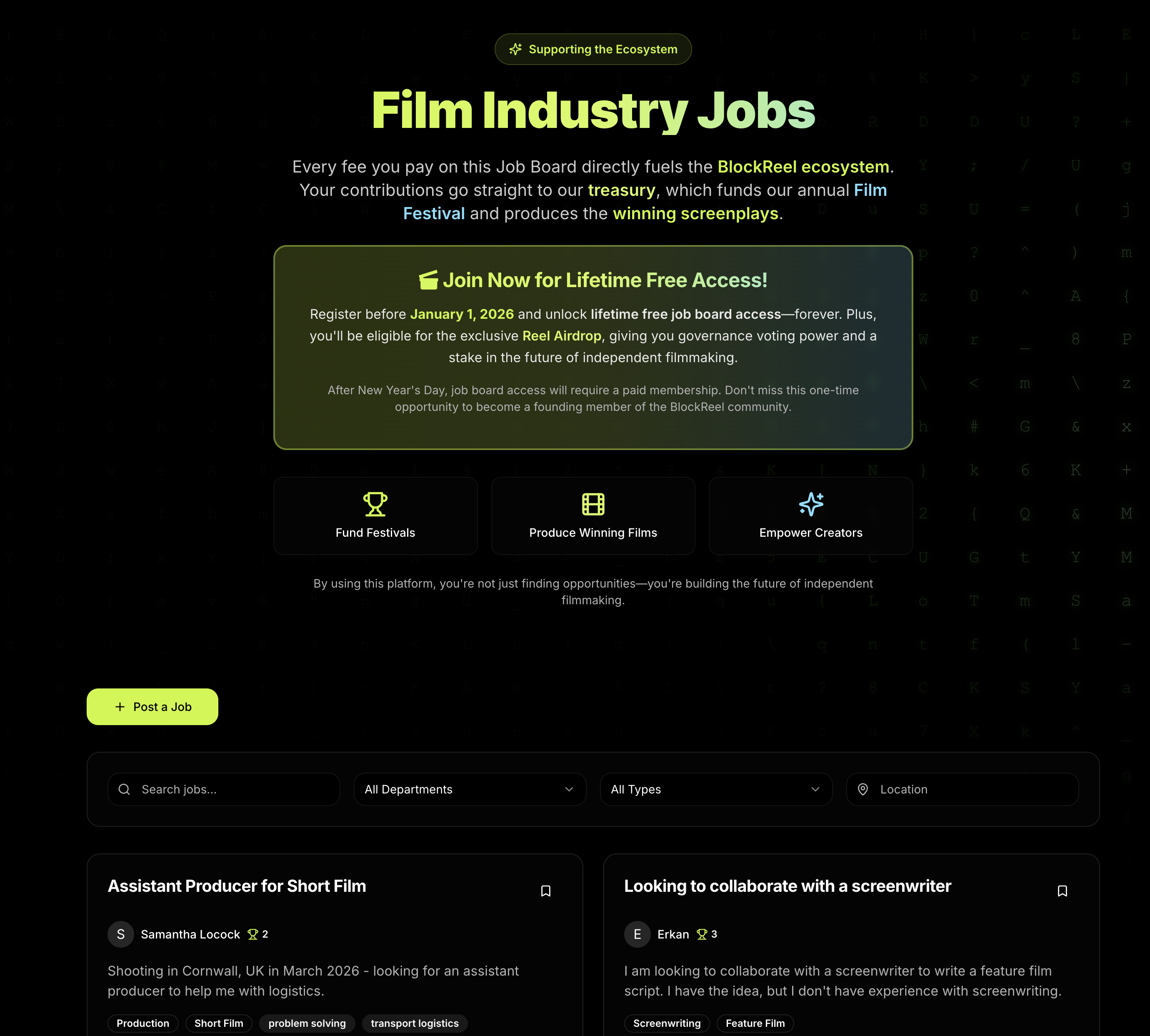 BlockReel DAO - Screenshot 3 showing product features and functionality