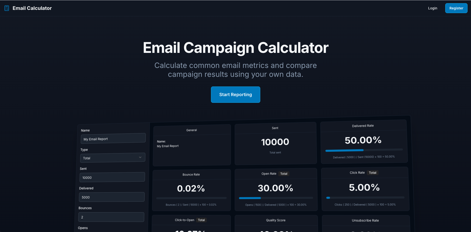 Email Calculator - Main product screenshot demonstrating key features and user interface