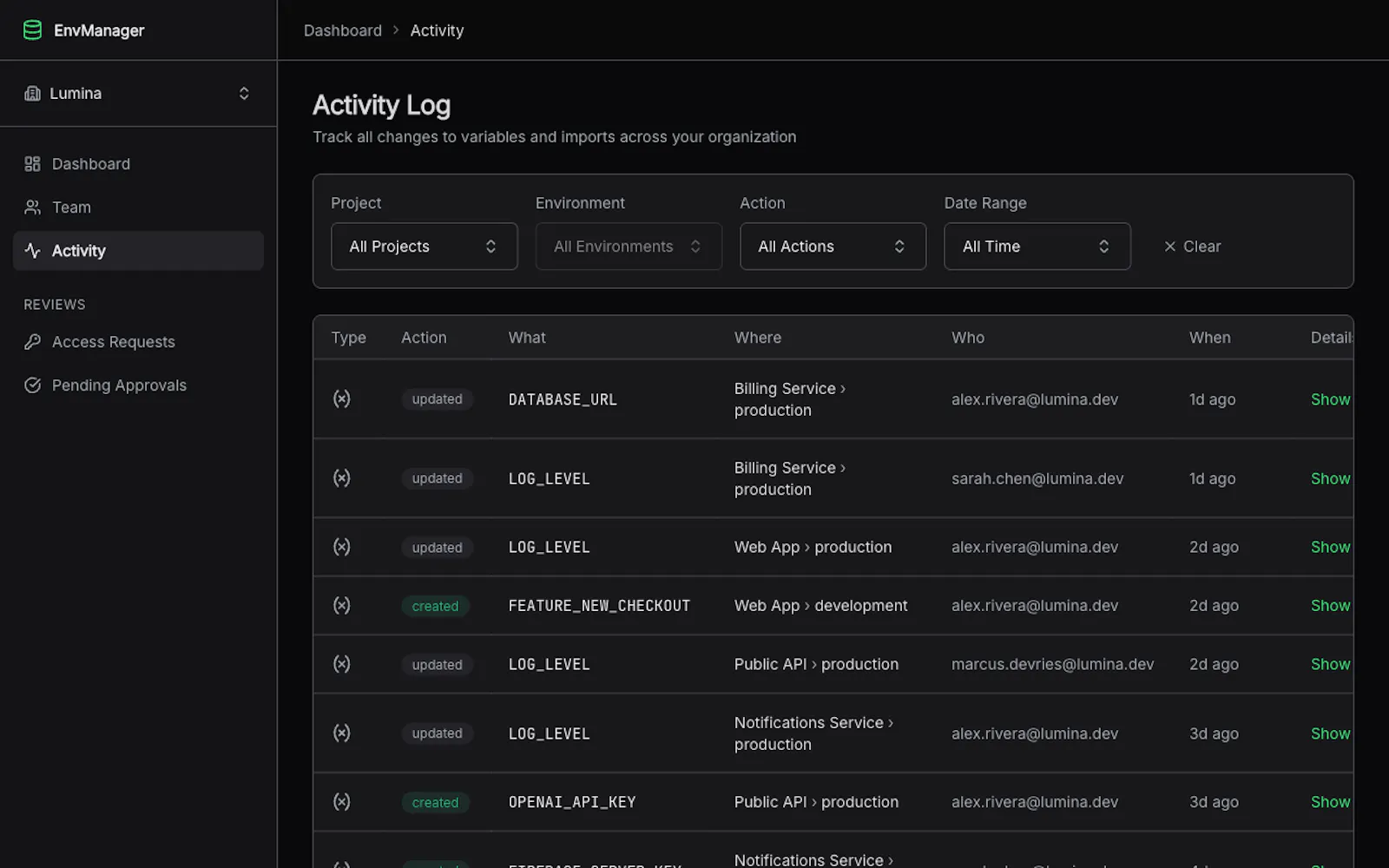 EnvManager screenshot 2