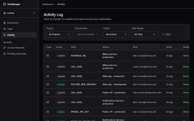 EnvManager screenshot 2