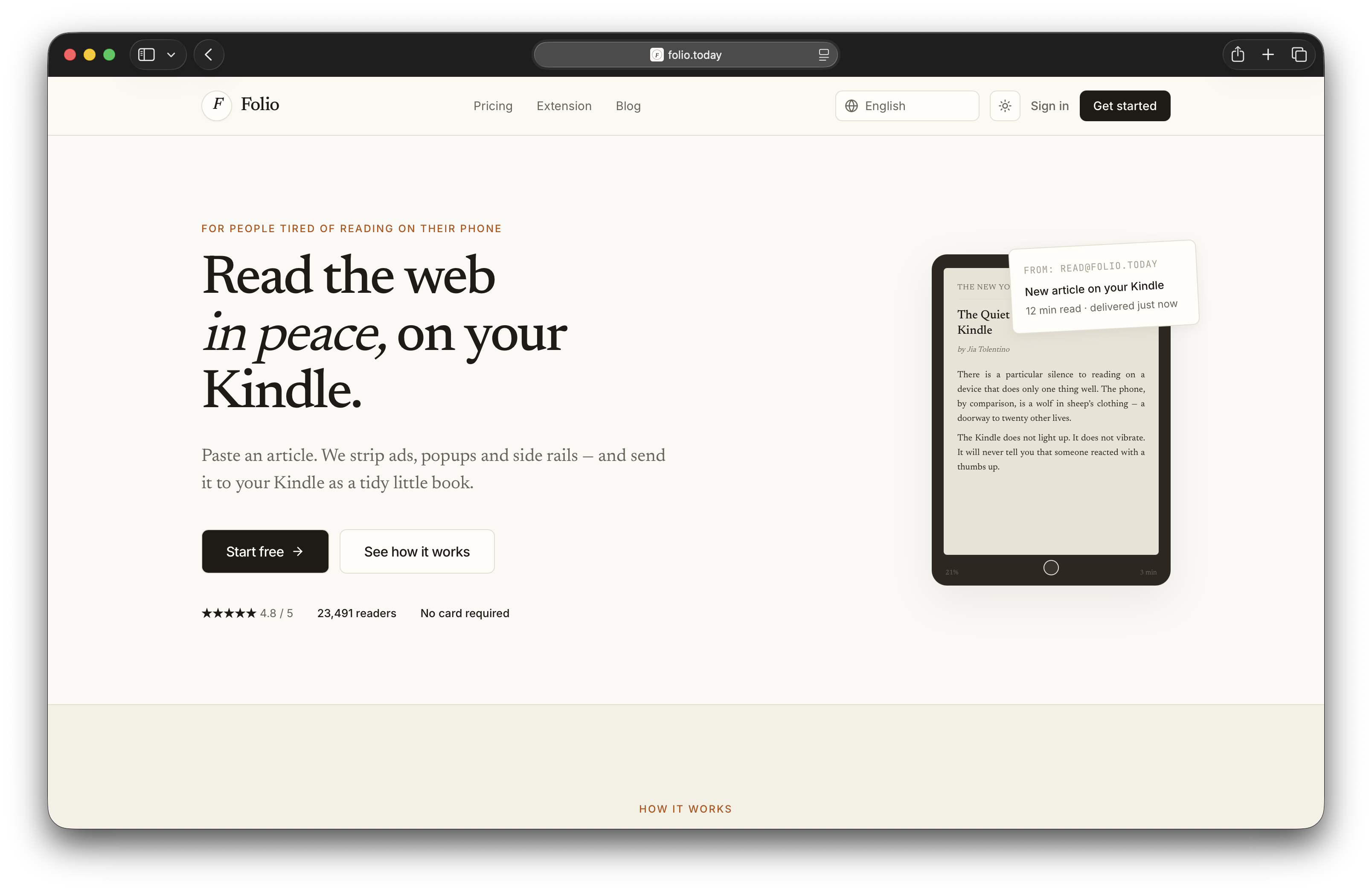 Folio — Read the web on your Kindle gallery image