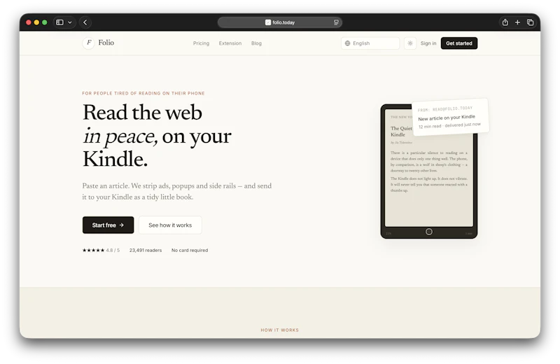 Folio — Read the web on your Kindle screenshot 2