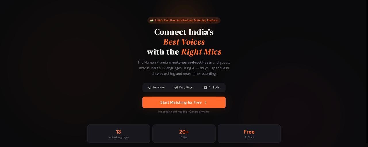The Human Premium Podcast Matching tool - Screenshot 2 showing product features and functionality