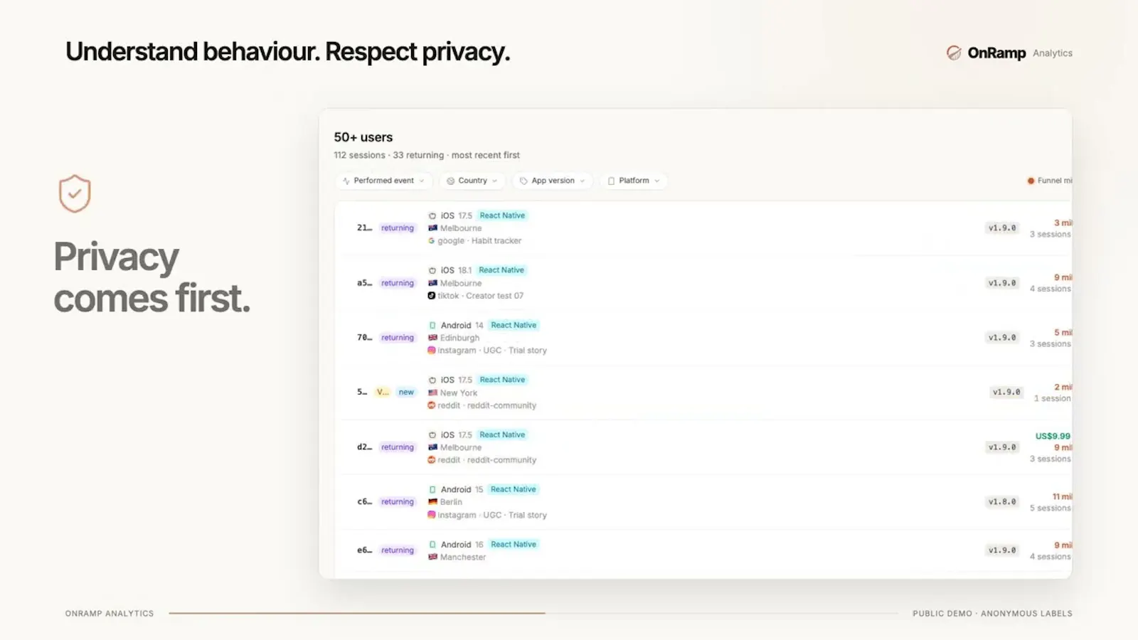 OnRamp Analytics screenshot 1 (video preview)