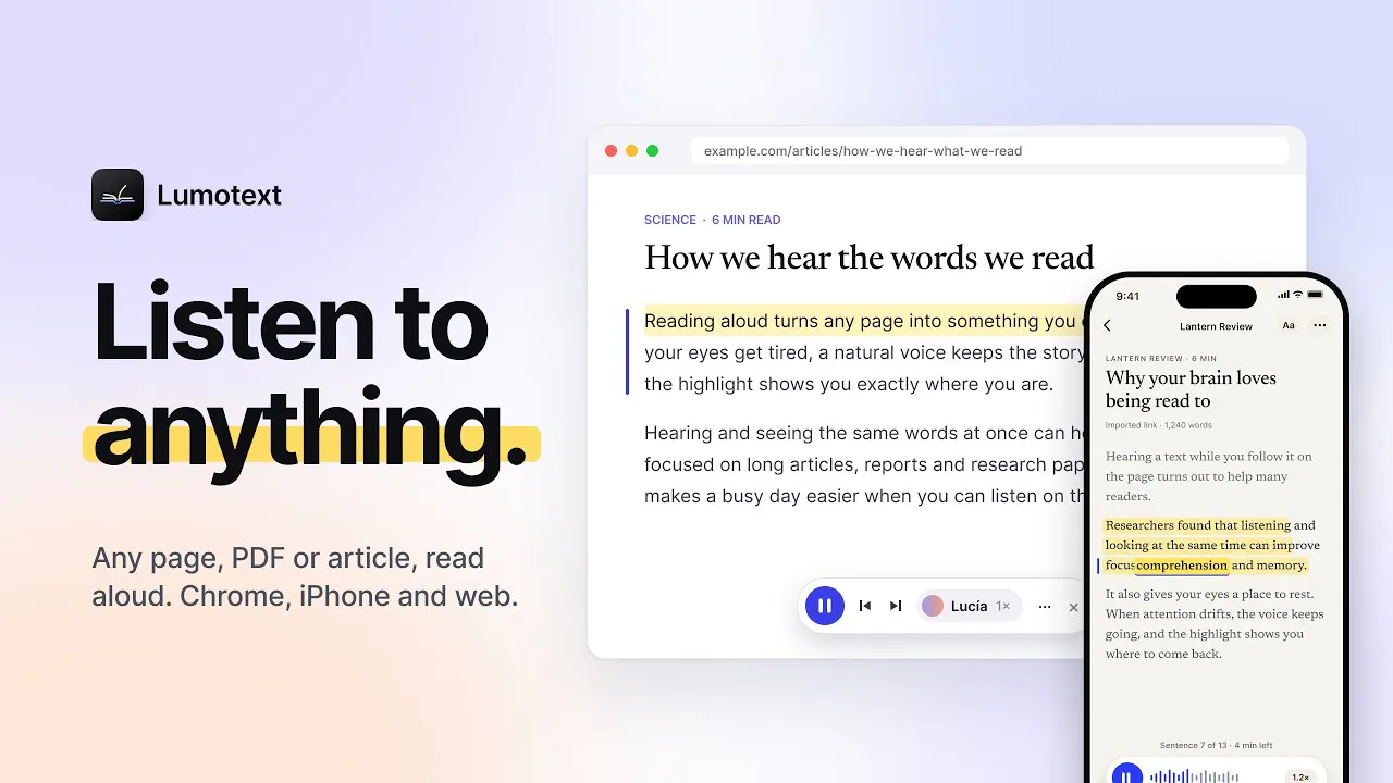 Lumotext - Text-to-Speech Reader gallery image