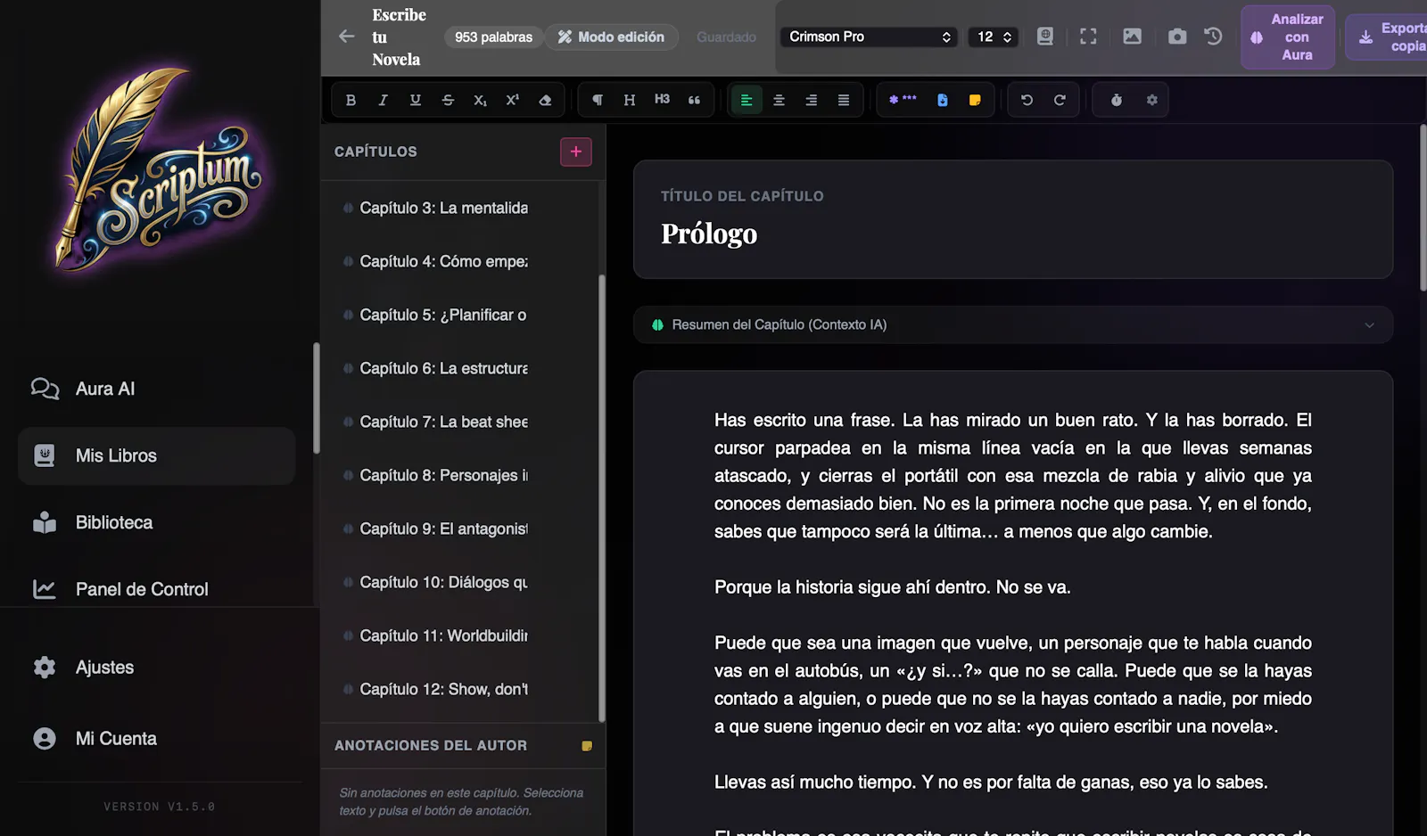 Scriptum Writer Studio screenshot 2