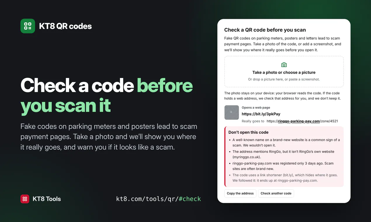 KT8 QR codes gallery image