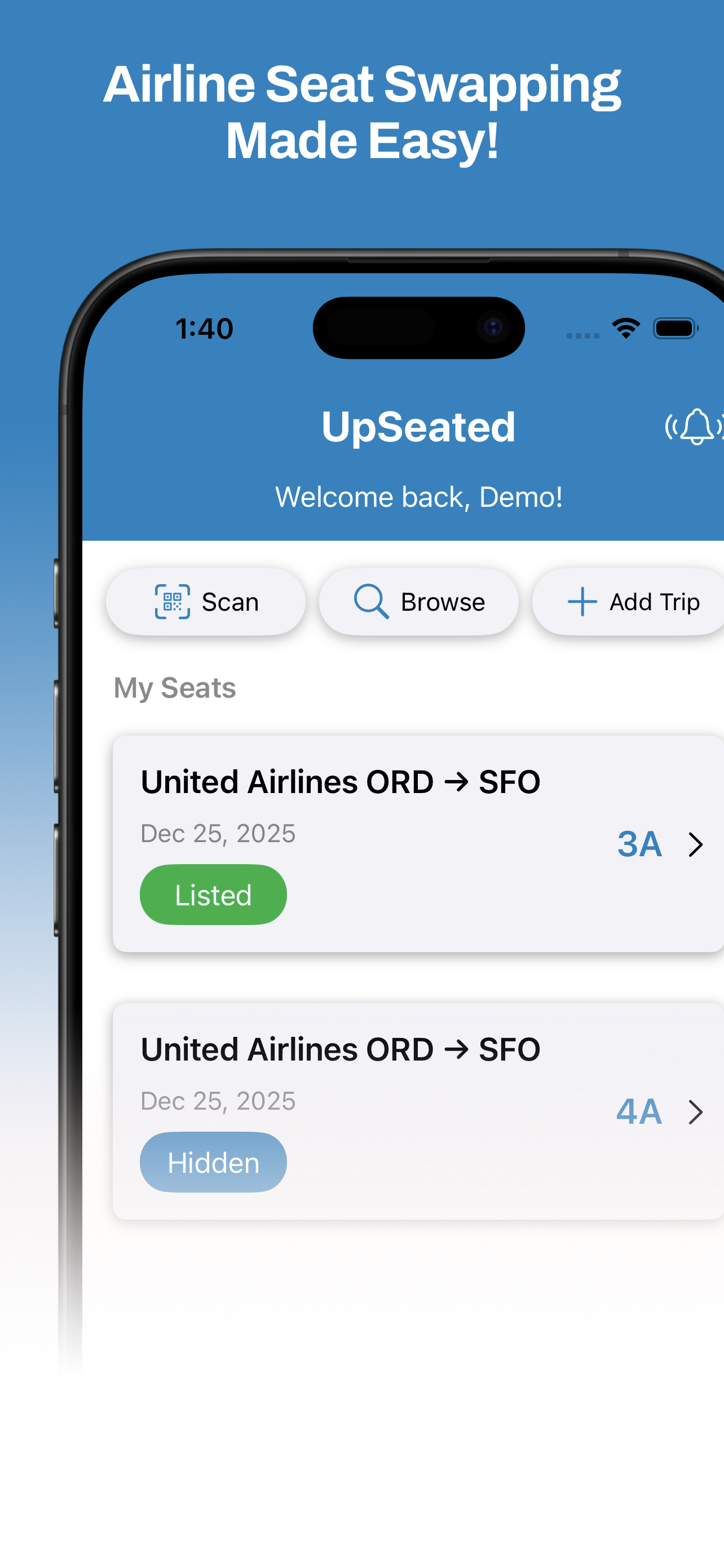 Upseated - Screenshot 3 showing product features and functionality