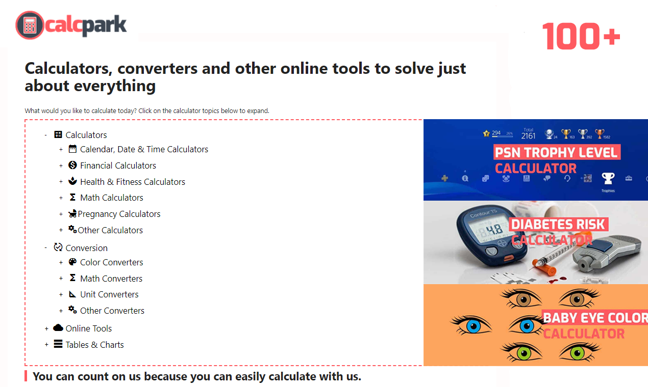 CalcPark online calculators gallery image