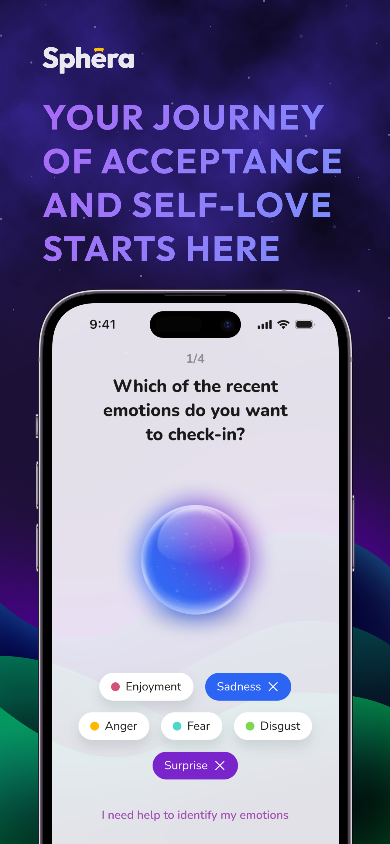 Mídia 3 de SPHēra: Rastreador de emoção - Rastreador de bem -estar emocional e diário com insights