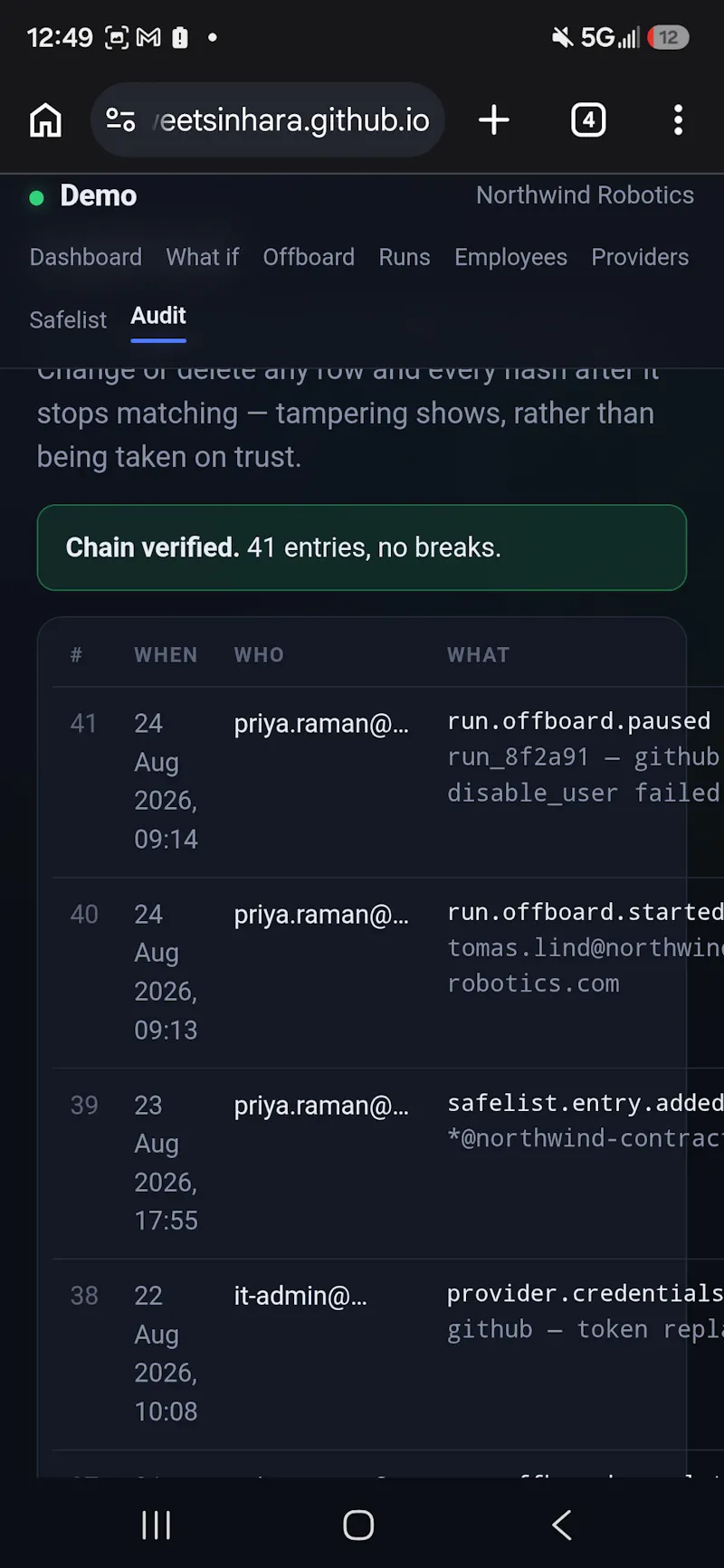 Live demo screenshot 5