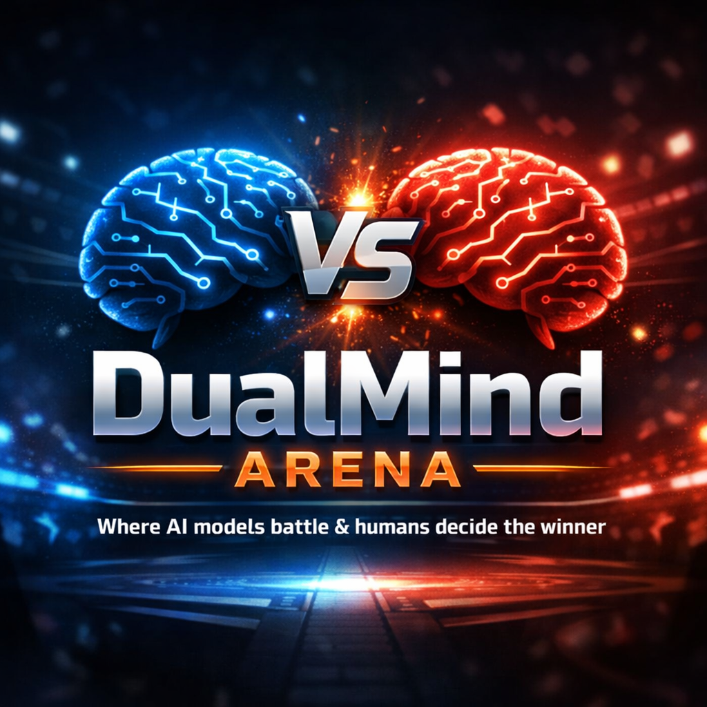 DualMind Arena - Main product screenshot demonstrating key features and user interface
