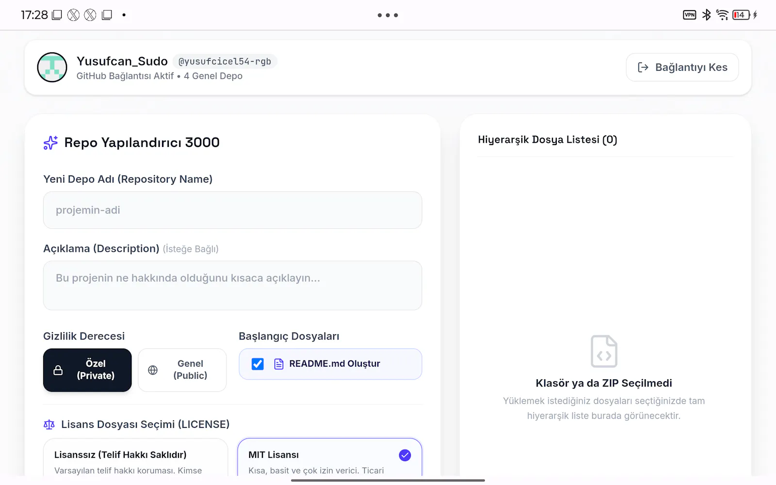 GitHub Repo creater 3000 screenshot 1