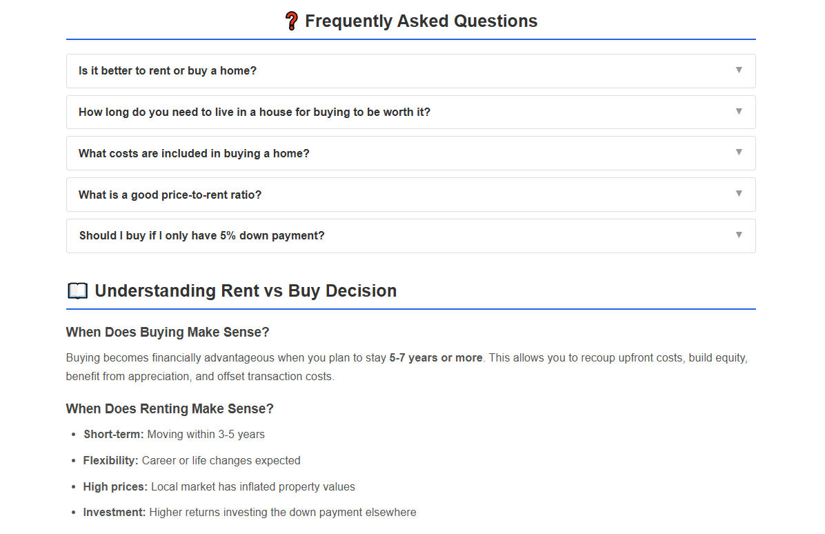 Rent vs Buy Calculator - Screenshot 3 showing product features and functionality