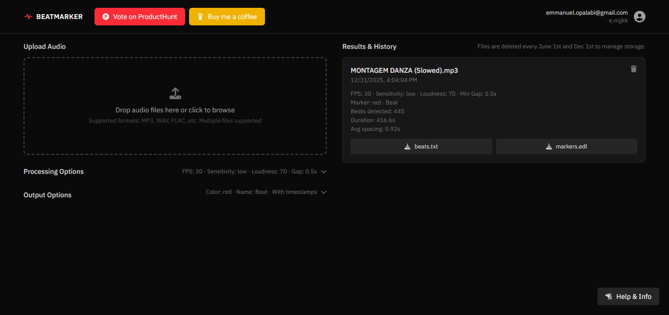 Beatmarker - Screenshot 2 showing product features and functionality