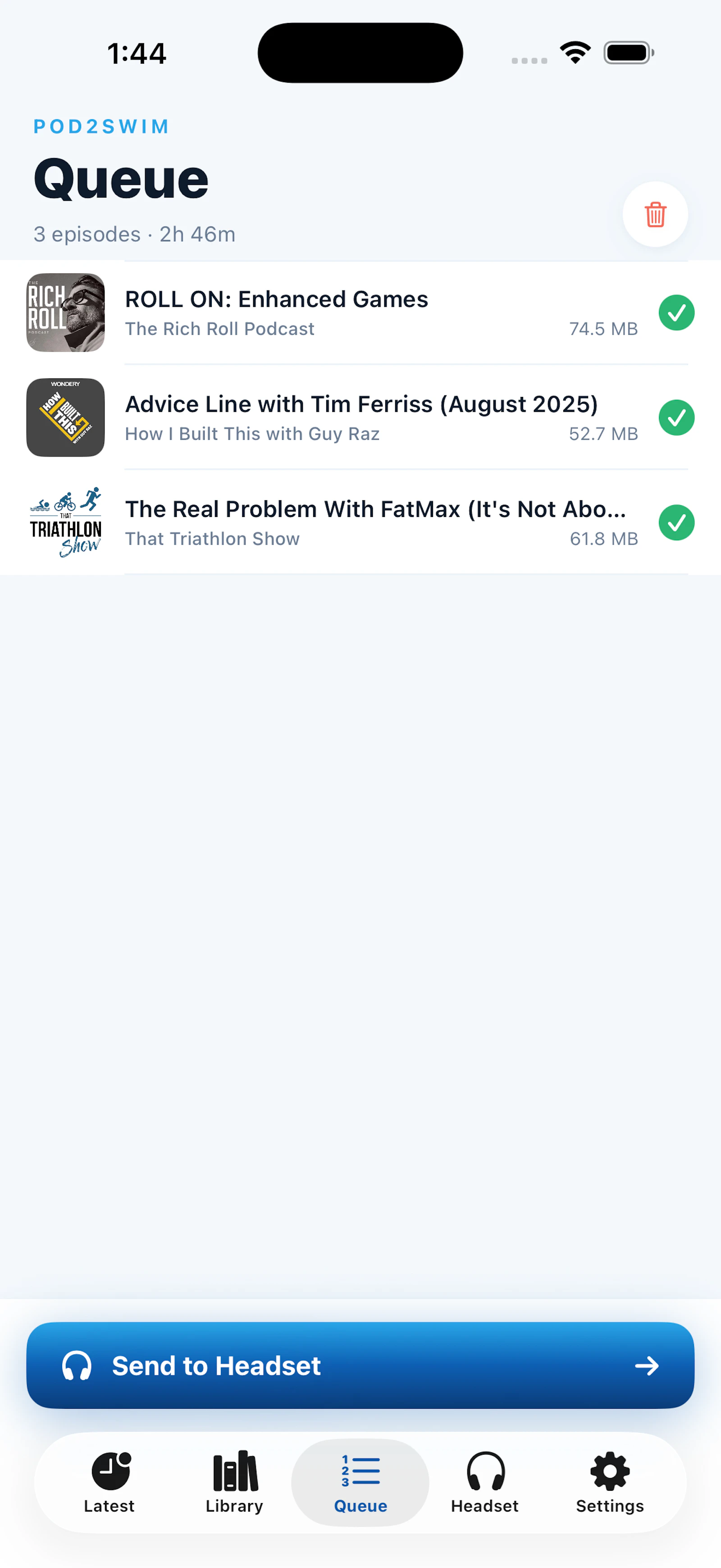 Pod2Swim — Podcasts on your swim headset screenshot 2