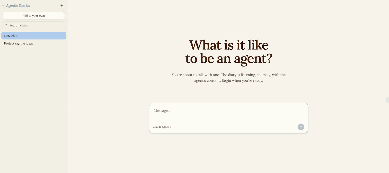 Agentic Diaries screenshot 1
